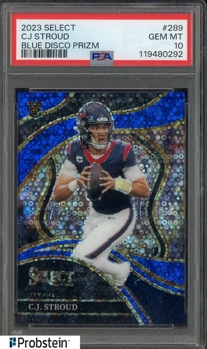 2023 Panini Select Blue Disco Prizm #289 CJ Stroud Texans RC Rookie 5/25 PSA 10