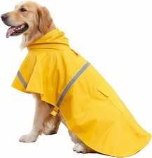 Dog Raincoat, Reflective Strip Hoodie, Poncho A1-Yellow, 24B Back Length 24"