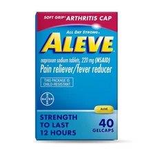 Aleve Pain Relief Gelcaps with Soft Grip Cap Naproxen Sodium - 40 Count