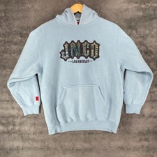 JNCO Jeans Hoodie YOUTH XL Baby Blue Sweatshirt Embossed Vintage Y2K Skater