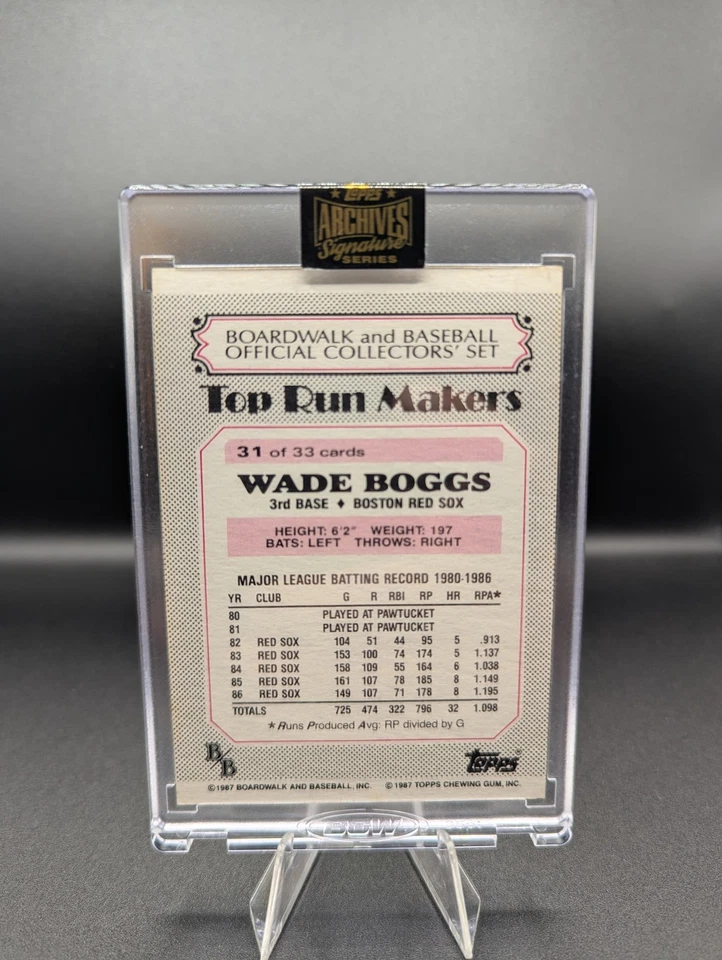 Serie Signature 2022 Topps Archives Wade Boggs automático/1 '87 paseo marítimo y béisbol Foto 2 de 2