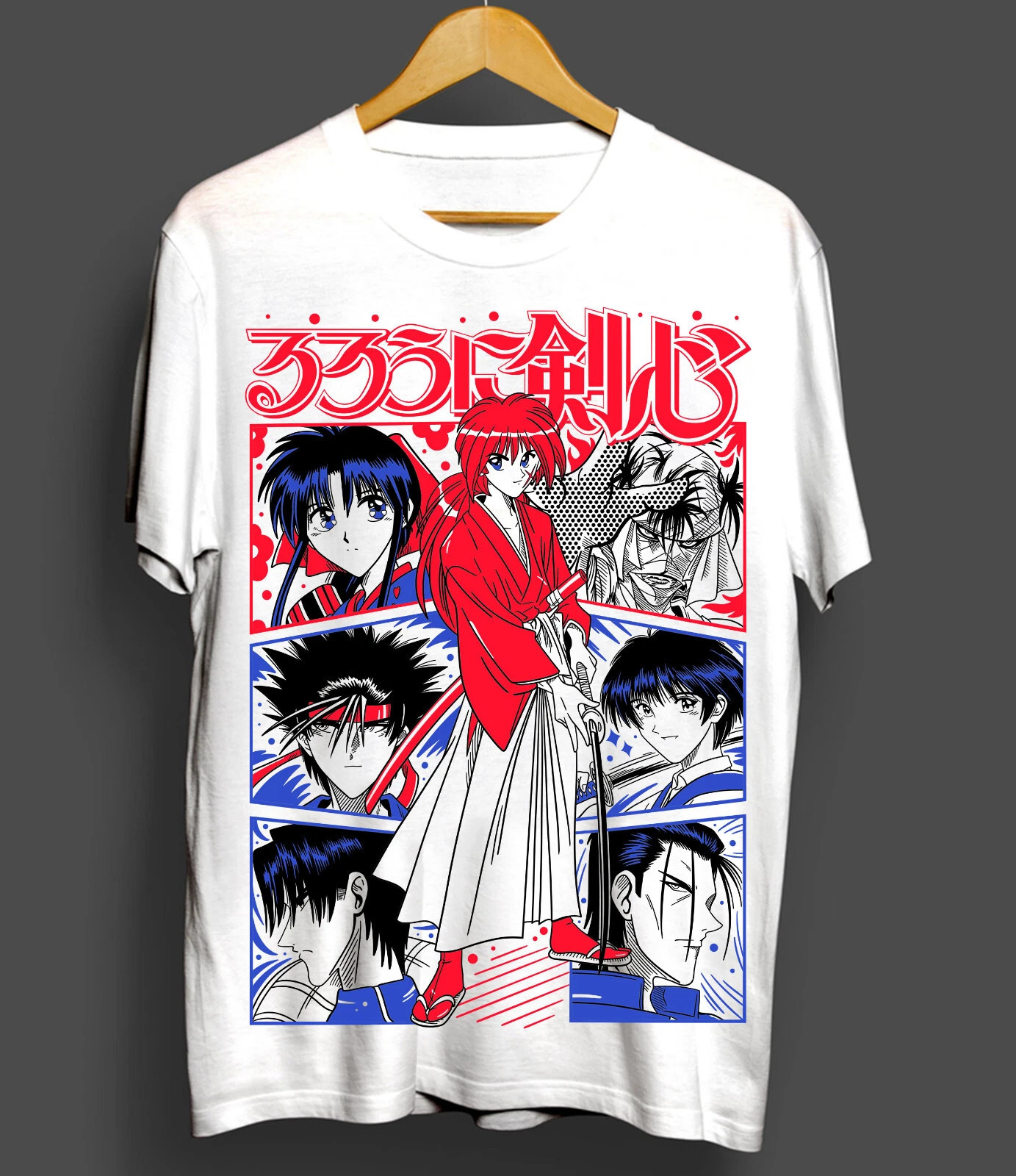 Rurouni Kenshin T-Shirt Samurai X Himura Anime Manga Sagara Yuki T-shirt - White