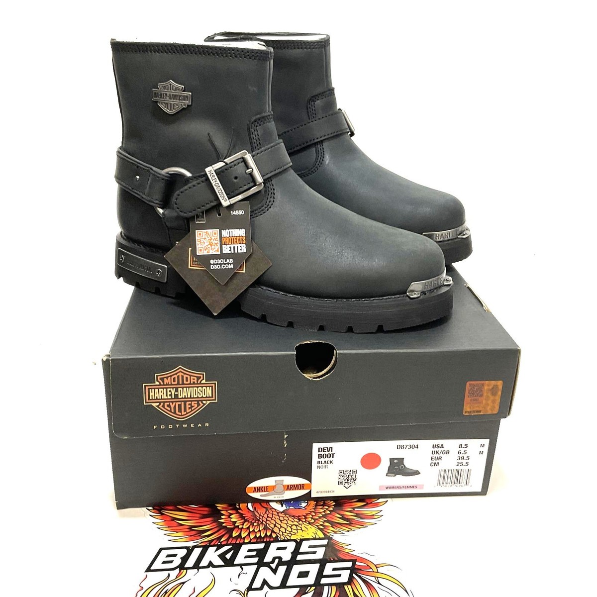 Harley-Davidson スタッズ付きショートブーツ NEW Harley Womens Size 8.5 Devi 5.5-Inch Black Motorcycle Boots
