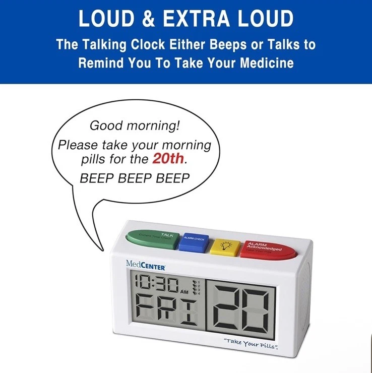 MedCenter Talking Alarm Clock and Medication Reminder NIB - Image 3 of 3