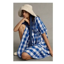 Anthropologie WHIT TWO Gingham Tiered Midi Dress $228
