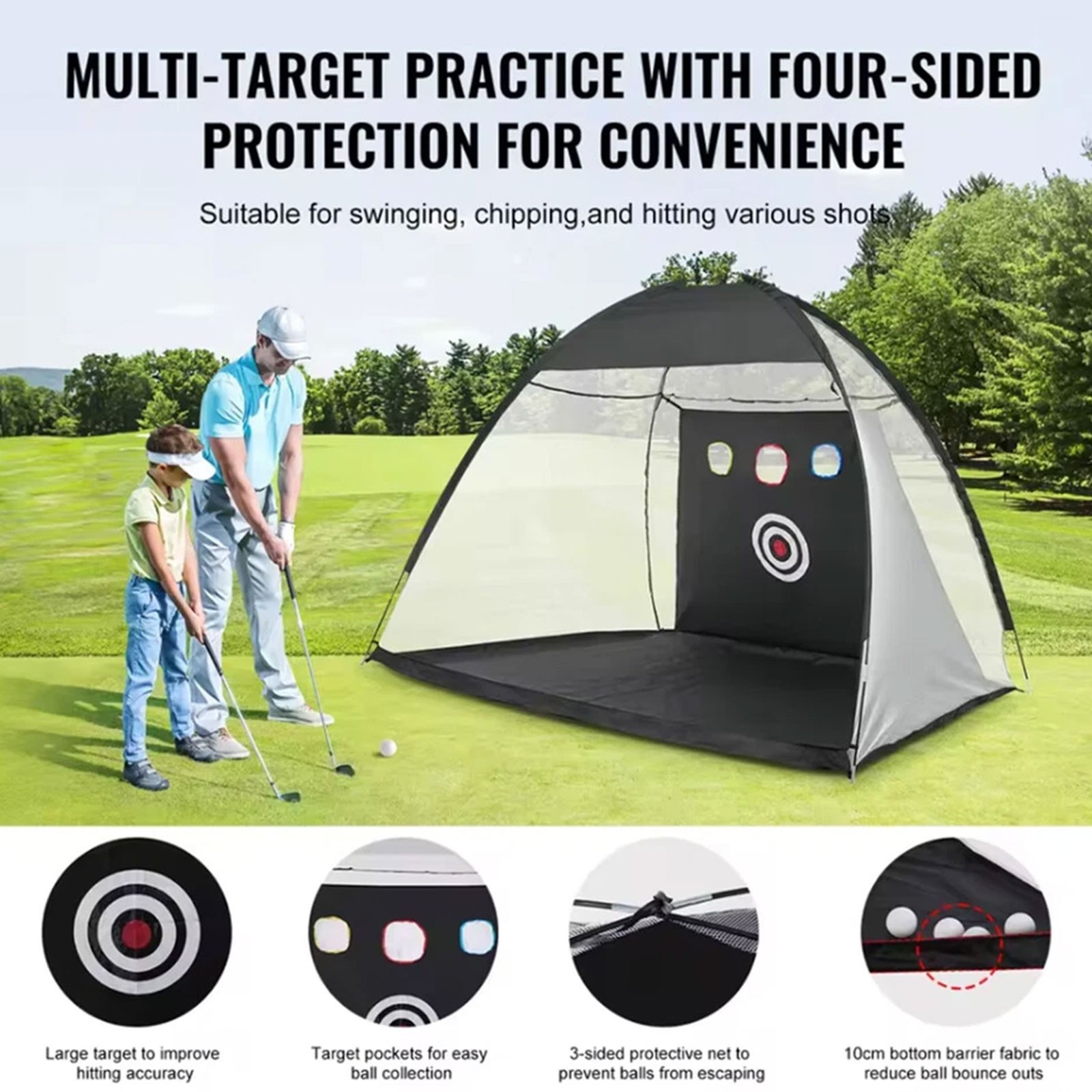 10x7ft Golf Practice Net Golf Hitting Aid Training Driving Chipping ...