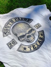 Hot Leathers South Padre Texas T-Shirt Mens XL White Skull Vintage Y2K Style