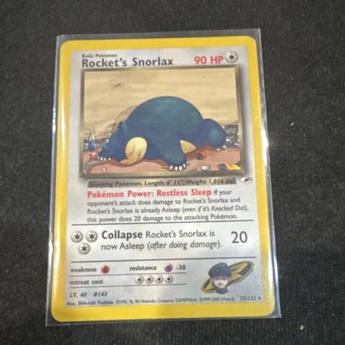 Pokémon Rocket's Snorlax Team Rocket Card 33/132 English TCG Basic 90 HP 2000