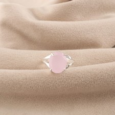 Rose Chalcedony Gemstone 925 Sterling Silver Jewelry Handmade Oval Shape Ring