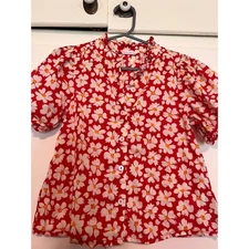 Monoprix French girls floral button up shirt sz 4 