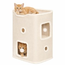 Cat House, Cat Beds for Indoor Cats, 2-Story Cat Condo Cube White