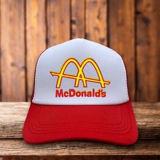 McDonald's Mens Trucker Hat Red Snapback Vintage 1961 Logo Hamburger Ball Cap