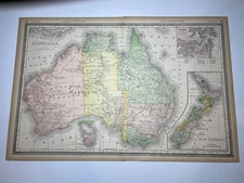 1894 2-Pc Map of AUSTRALIA Fm 1894 R-McN Library Atlas SEE PICs & DESCRIP