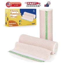 6" Elastic Bandage Wrap Compression Bandage for Waist Leg, 2 Pack  15FT Max ...