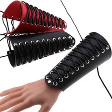 1PC Harajuku Punk Leather Lace Wristband Cosplay Strap Archery Arm Protector