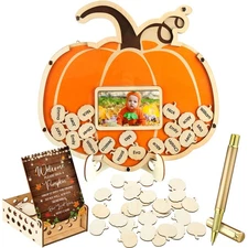 Thyle 63 Pcs Pumpkin Baby Shower Guest Book Fall Halloween Pumpkin Baby Showe...