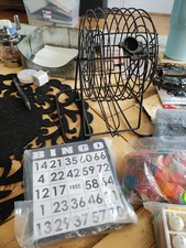 Deluxe Bingo Game-includes Metal Cage,300 Colorful Bingo Chips,50 Bingo Cards