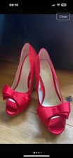 Jasper Conran  Red  Peep-toe High Heels with a large satin bow, UK Size 7