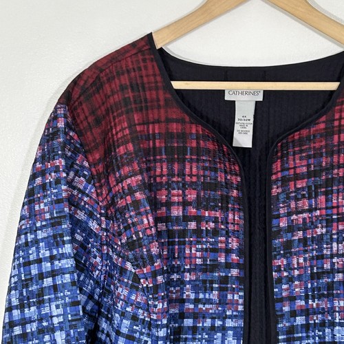 Catherines Reversible Jacket Size 4x Colorful Artsy Print Lightweight Open Front - Picture 3 of 11