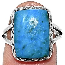 Azurite Chrysocolla 925 Sterling Silver Ring Size 8 Natural Blue Gemstone