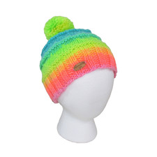 Hat Beanie Knit Unisex Girls Boys Rainbow Sherbet with Pom Pom Pastel NEW