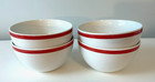 BISTRO by GORHAM Red Band on White Cereal Soup Bowls Christmas Holiday Set of 4