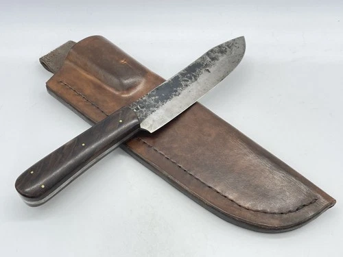 2012 ML KNIVES (Matthew Lesniewski) Custom Dark Walnut Camp Trail Knife w/Sheath