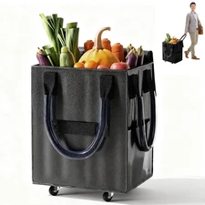 60L Rolling Tote Bag For Shopping Camping Zipper Closure Waterproof Foldable