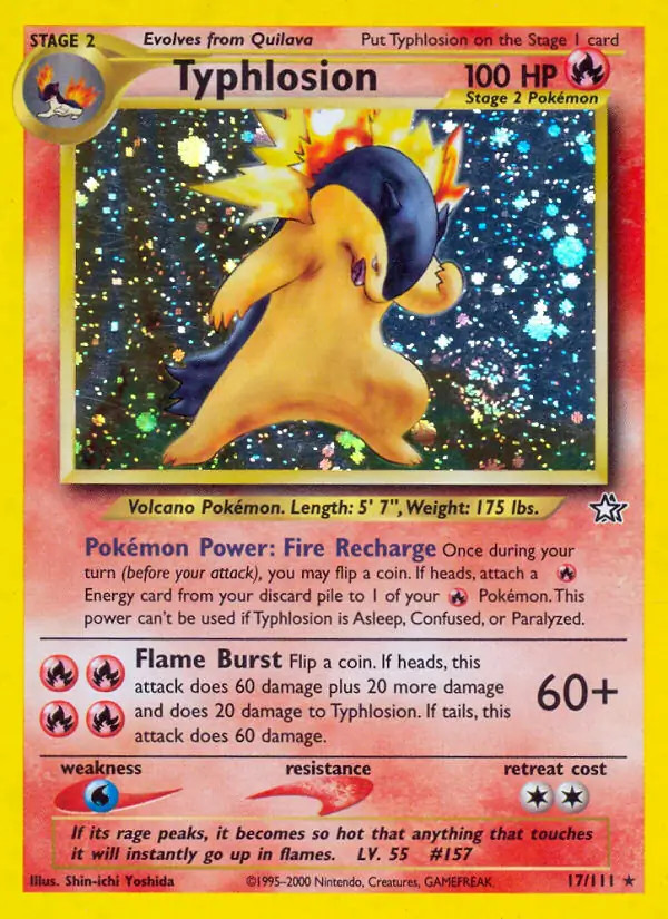 Typhlosion - 17/111 - Pokemon Neo Genesis Unlimited Holo Rare Card WOTC LP
