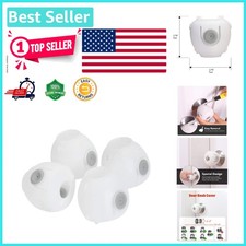 Child Safety Door Knob Covers - 4 Pack with Innovative Double Button Design