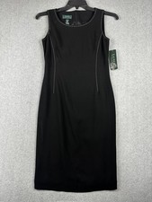 Lauren Ralph Lauren Dress Womens 4 Black Sanibel Sheath Sleeveless Lined NWT