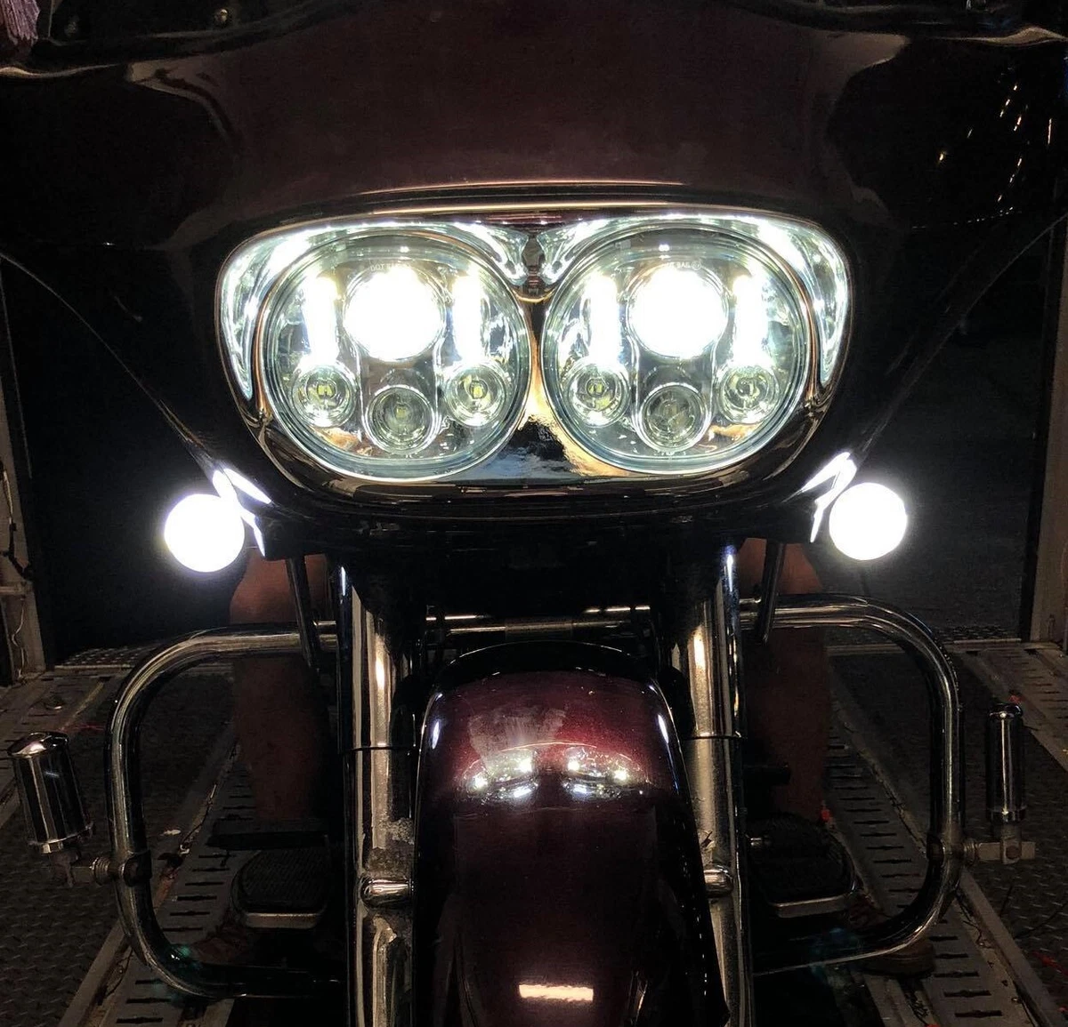LED Headlight set Fits Harley Davidson Road Glide 1998 2013