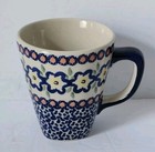 Boleslawiec Polish Pottery Evergreen Star Christmas Blue Coffee Mug 12 Oz. Cup
