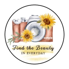 30 FIND THE BEAUTY IN EVERYDAY ENVELOPE SEALS LABELS STICKERS 1.5" ROUND CAMERA