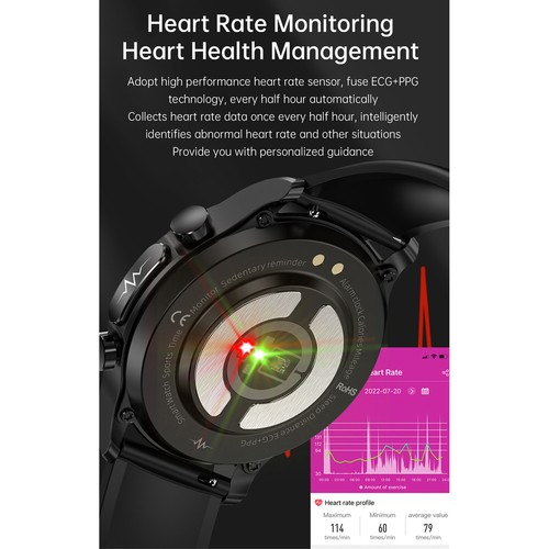 Smart Watch Smartwatch Multifunction Sport Answer Call for Men Women Red - Photo 6 sur 14