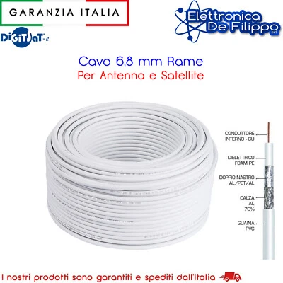 DIGISAT Cavo 6,8 mm Rame Per Antenna e Satellite 50 mt