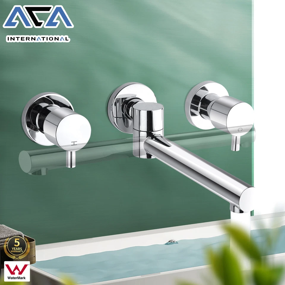 ACA Laundry Bath Spa Swivel Spout With Water Taps hot cold Mixer Wall Faucet AU