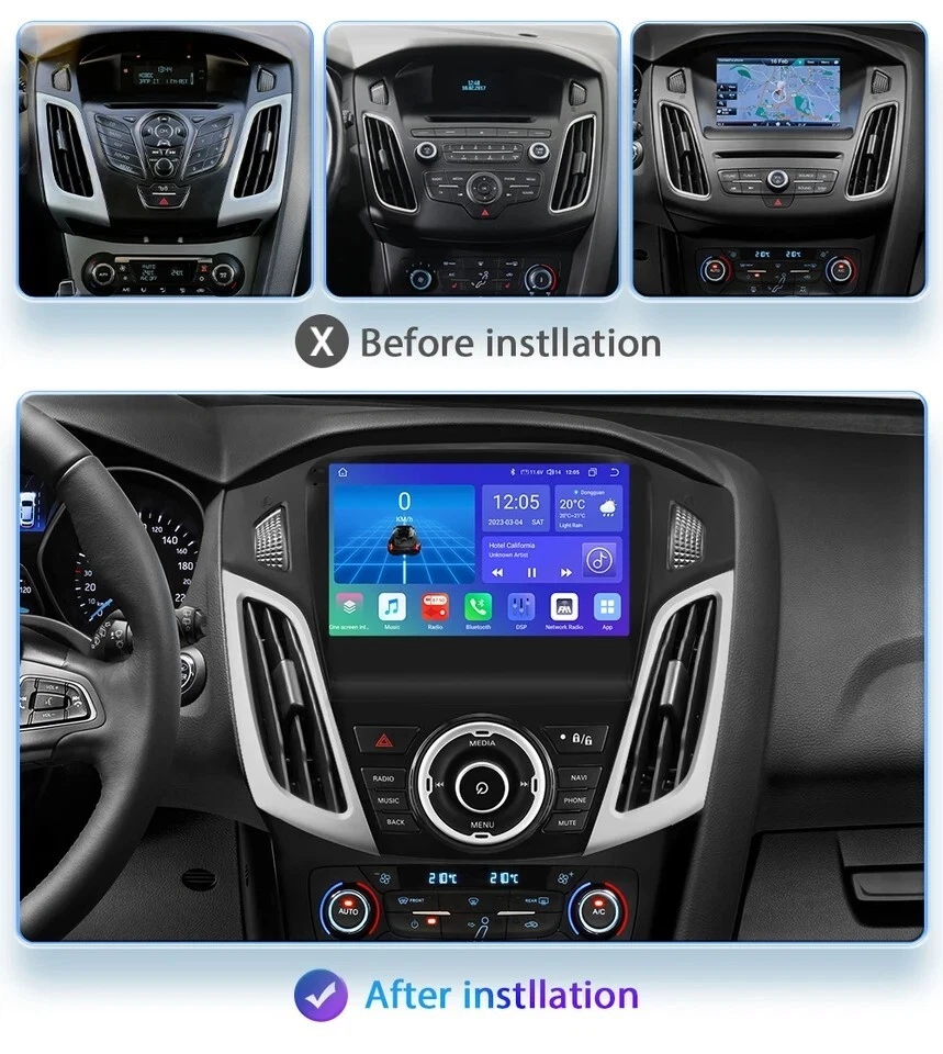 9" Autoradio Stereo Ram 8gb Rom 128GB Android 12 Per Ford Focus 2012-2018  - Immagine 2 di 4