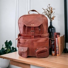 Leder Ziege Tasche Rucksack Backpack Vintage Messenger Real Laptop Big Deal%
