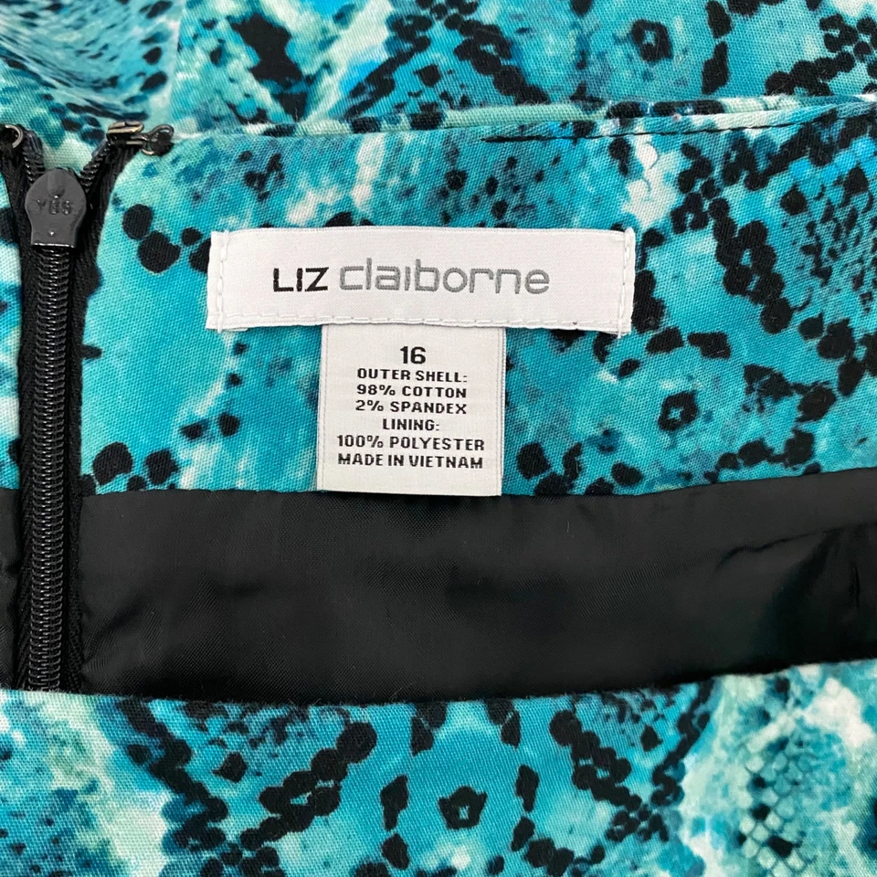 Liz Claiborne Falda Recta Verde Estampado Animal Talla 16 Foto 4 de 4