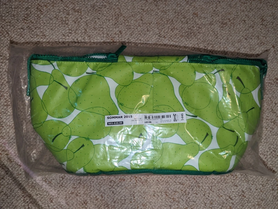 Bolsa refrigeradora suave IKEA SOMMAR verano picnic bolsa de almuerzo caja verde pera NUEVA 2015 RARA Foto 2 de 3