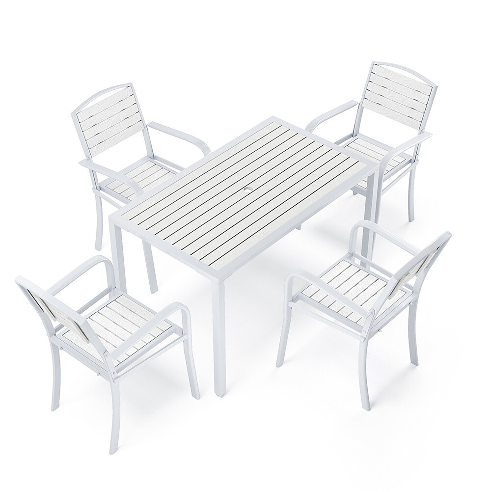 Wood Outdoor Dining Set Garden Furniture 3/4/6 Seaters Patio Breakfast
