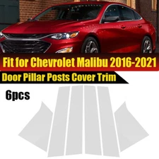 Door Pillar Post Trims Chrome Car Accessories 6pc For 2016~2021 Chevrolet Malibu