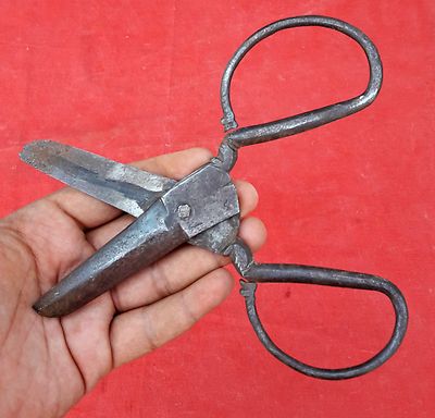 19c Antique Indo Persian Iron Scissors Snake Figure Handle Rare