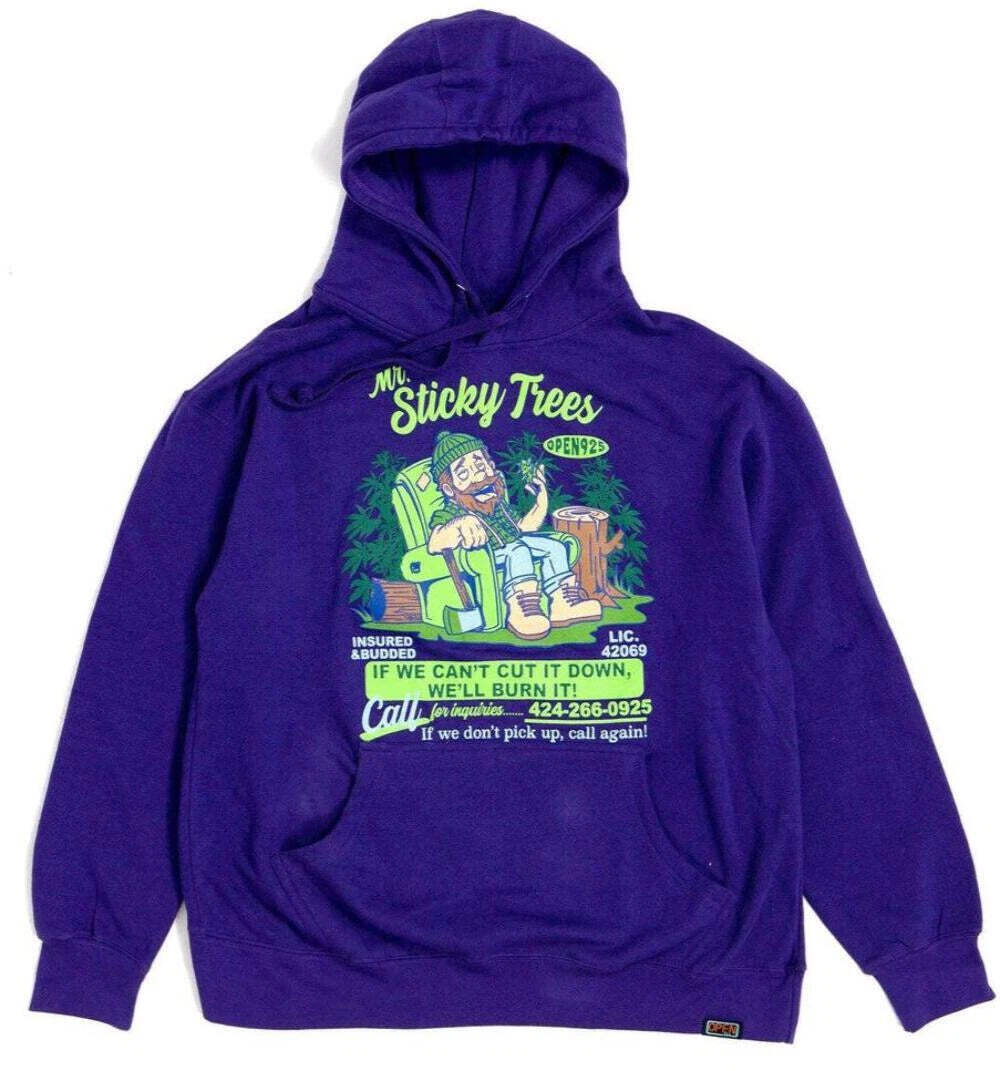 Открытая мужская толстовка 925 Mr Sticky Trees с капюшоном фиолетового цвета Унисекс 7090₽