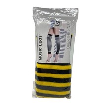 BUMBLE BEE LEG WARMERS YELLOW BLACK STRIPE LEGWARMERS FANCY DRESS STRIPED CALF