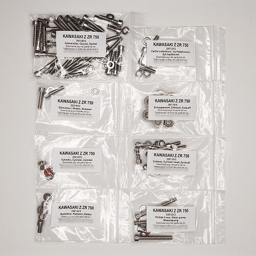 Kit visserie allen inox pour rénovation carters Kawasaki Z750 07-12