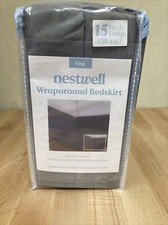 Nestwell Wraparound Bedskirt 15 in Drop King Taupe 76 In x 79 In Light Grey New