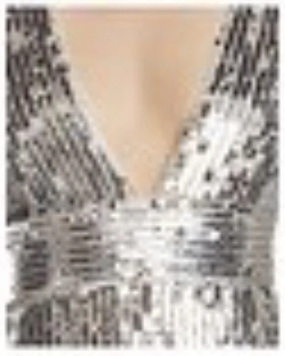 NUEVO Vestido Mujer Aidan Mattox Plateado Beige Lentejuelas Talla 6 Holiday Manga Larga Foto 4 de 4