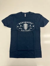 Next Level Mens Navy Blue Banamassa Guitars Graphic Print Tee Size Small